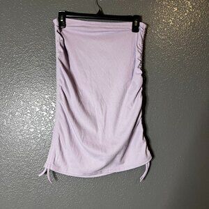 LYANER Ribbed Ruched Top XL Lavender Stretch Cropped Side Drawstring